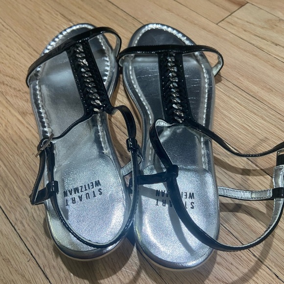 Stuart Weitzman Black and Silver Strappy Sandals - Picture 3 of 7